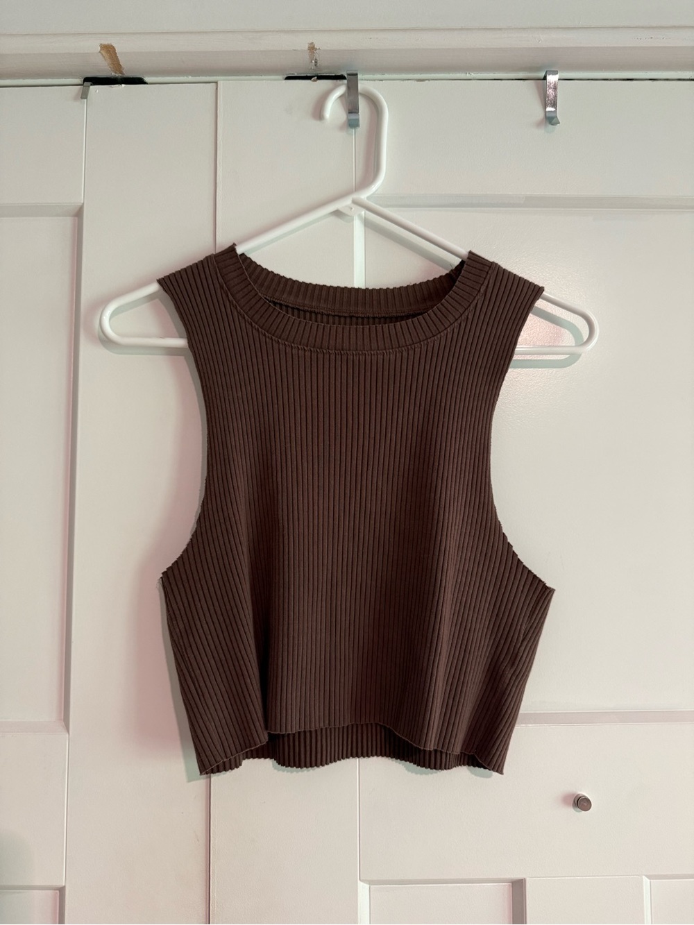 American Eagle Outfitters Ribbed Crop Tank Top - Brown